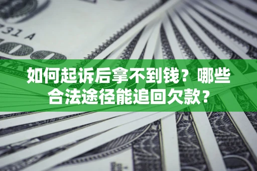 武汉如何起诉后拿不到钱？哪些合法途径能追回欠款？