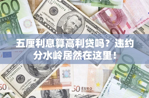 武汉五厘利息算高利贷吗？违约分水岭居然在这里！